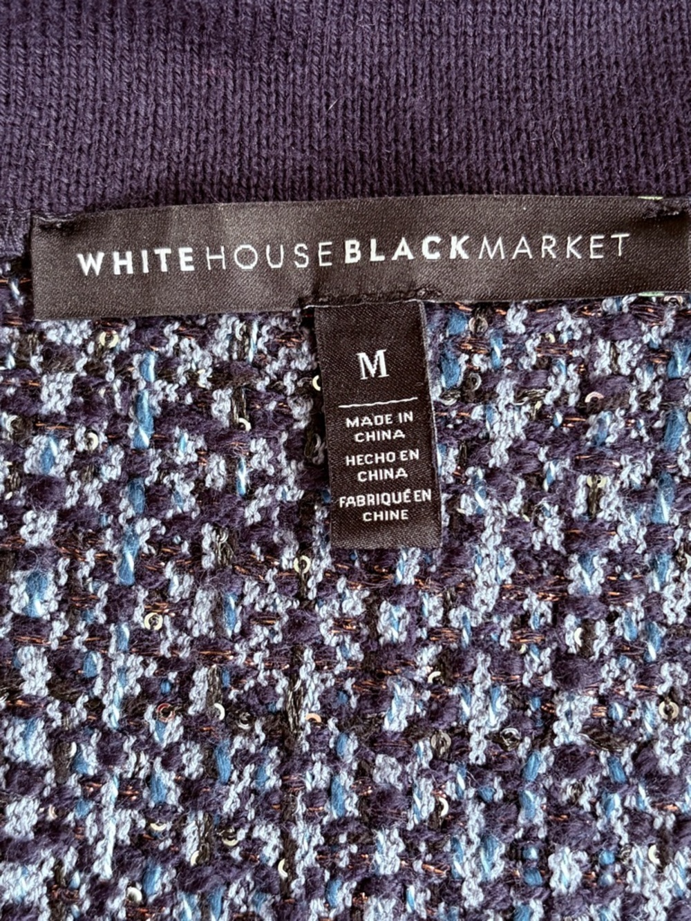 White House Black Market Navy Tweed Military-Style Blazer - Picture 9 of 9